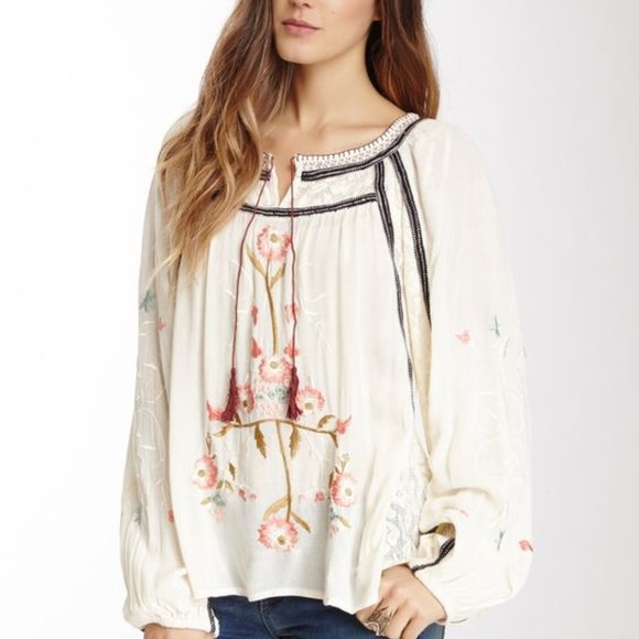 Free People Tiger Lily peasant boho Embroidered Blouse - Picture 1 of 16